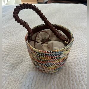 Multicolor Woven Bucket Bag